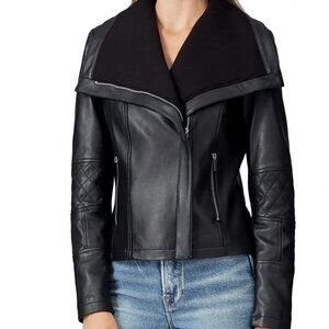 Slate & Willow Black Open Front Leather Moto Jacket Medium